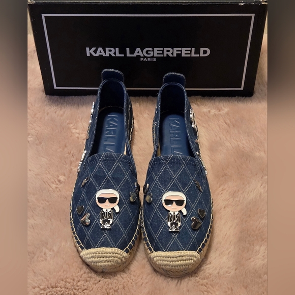 Karl Lagerfeld Shoes - Karl Lagerfeld Paris Women's Michaela embellished espadrille flats in blue denim